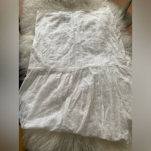 GC 7/10 Zinc White Cotton Linen mid knee Skirt